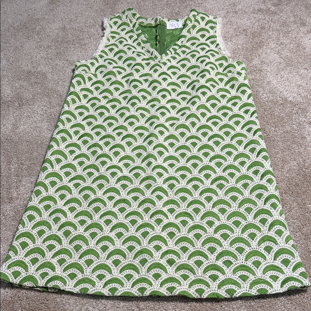 Tula Green with White Lace Scallop Midi Dress